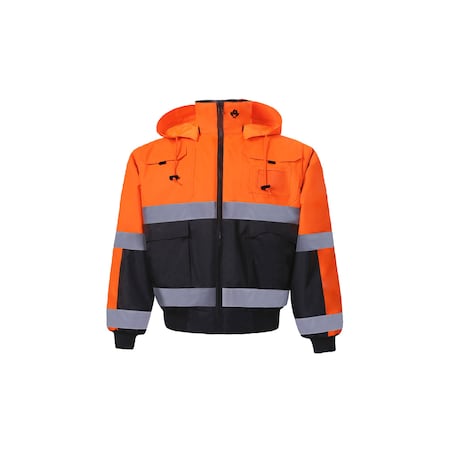 2W International Hi-Vis Reversible Bomber Jacket, 100% Polyester Oxford with PU coating., Class 3 Orange, 5XL 330C-3 5XL